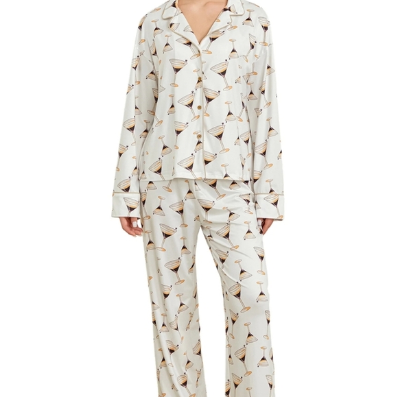SheShow Martini Print Satin Pajama Set - Picture 1 of 8